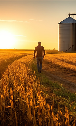 harvest sunrise on farm